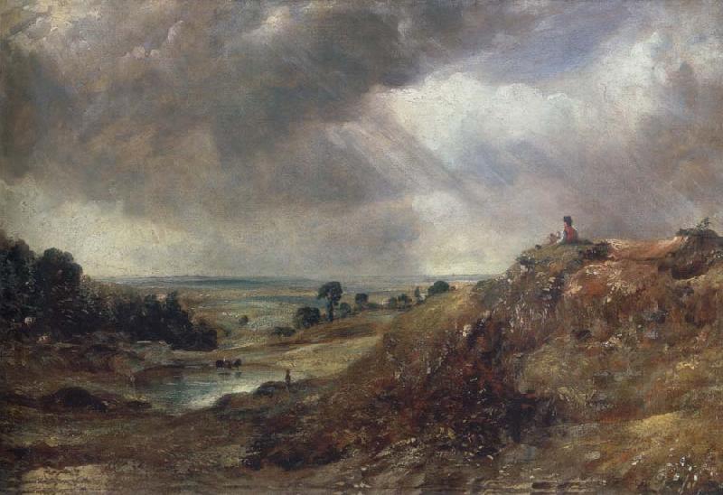 John Constable Branch Hill Pond,Hampstead Heath,with a boy sitting on a bank China oil painting art